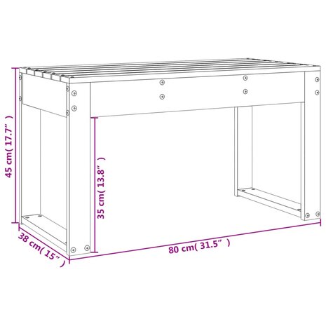 Tuinbank 80x38x45 cm massief grenenhout honingbruin 8