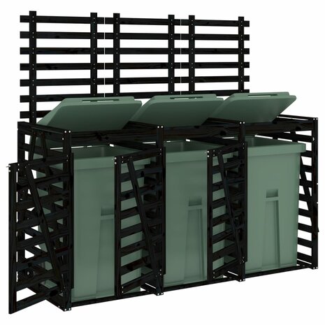 Containerberging drievoudig massief grenenhout zwart 4