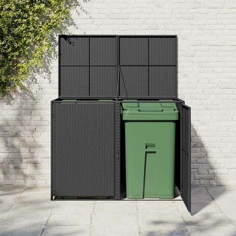 Containerberging dubbel 148x80x111 cm poly rattan zwart  3