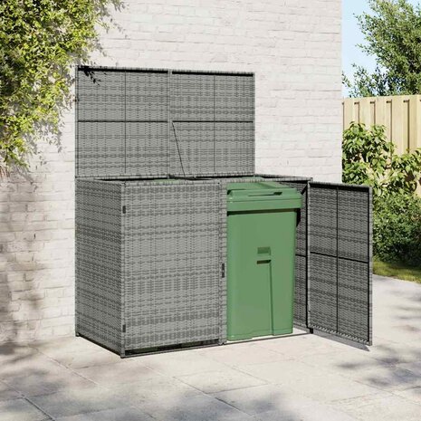 Containerberging dubbel 148x77x111 cm poly rattan antraciet   1