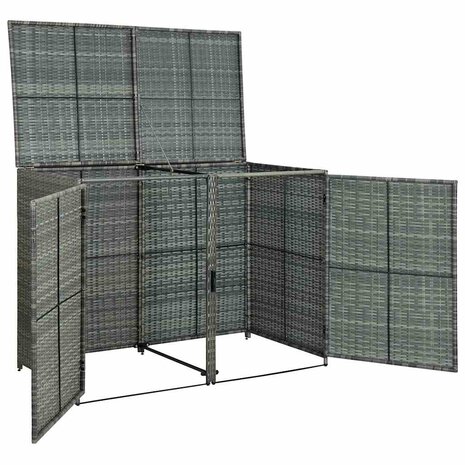 Containerberging dubbel 148x77x111 cm poly rattan antraciet   7