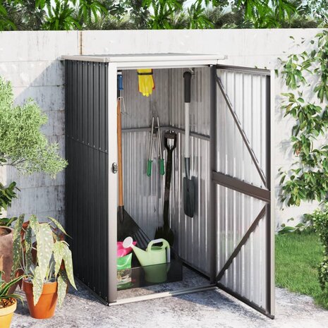 Tuinschuur 88x89x161 cm gegalvaniseerd staal antracietkleurig 1