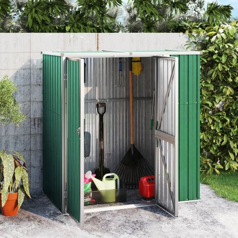 Tuinschuur 161x89x161 cm gegalvaniseerd staal groen 1