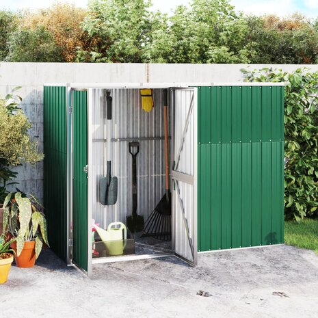 Tuinschuur 225x89x161 cm gegalvaniseerd staal groen 1