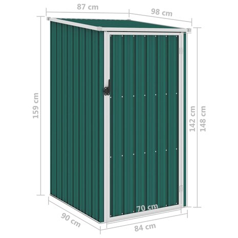 Tuinschuur 87x98x159 cm gegalvaniseerd staal groen  7