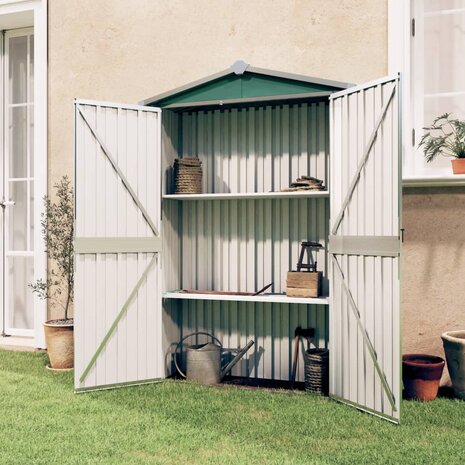 Tuinschuur 116x45x175 cm gegalvaniseerd staal groen 1