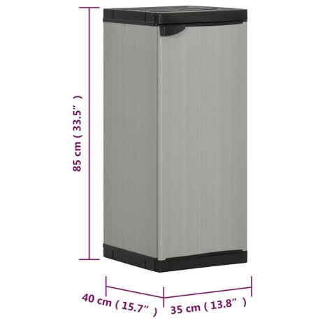 Tuinkast met 1 schap 35x40x85 cm grijs en zwart 9
