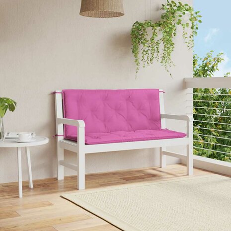 Tuinbankkussens 2 st 120x50x7 cm stof roze 1
