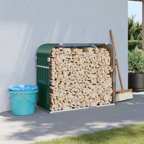 Haardhoutopslag 120x45x100 cm gegalvaniseerd staal groen 1