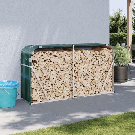 Haardhoutopslag 180x45x100 cm gegalvaniseerd staal groen 1