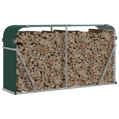 Haardhoutopslag 180x45x100 cm gegalvaniseerd staal groen 3