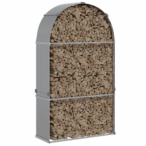 Haardhoutopslag 120x45x210 cm gegalvaniseerd staal lichtgrijs 3