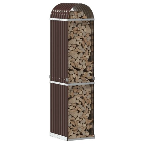Haardhoutopslag 40x45x170 cm gegalvaniseerd staal bruin 3