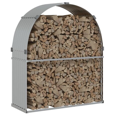 Haardhoutopslag 120x45x140 cm gegalvaniseerd staal zilverkleur 3