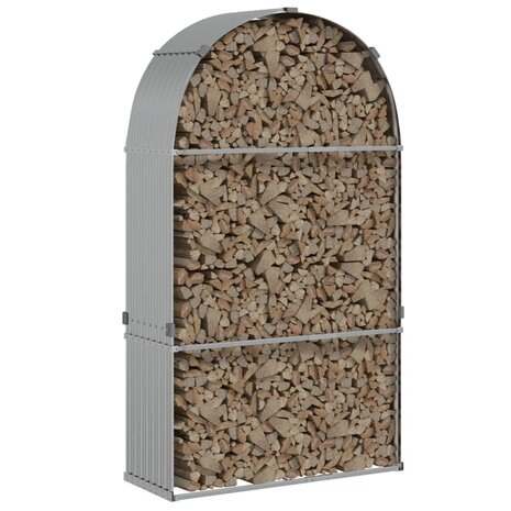 Haardhoutopslag 120x45x210 cm gegalvaniseerd staal zilverkleur 3