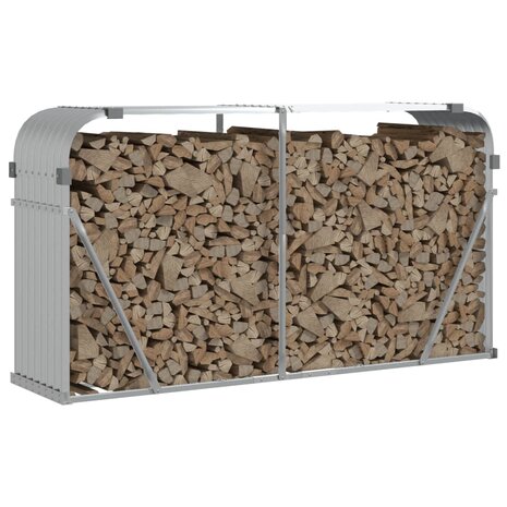 Haardhoutopslag 180x45x100 cm gegalvaniseerd staal zilverkleur 3