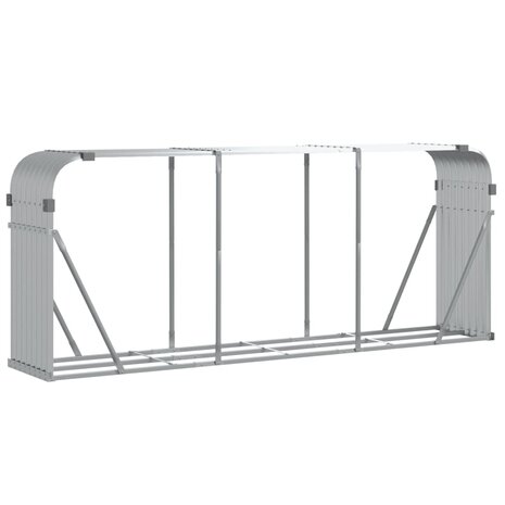 Haardhoutopslag 234x45x100 cm gegalvaniseerd staal zilverkleur 2