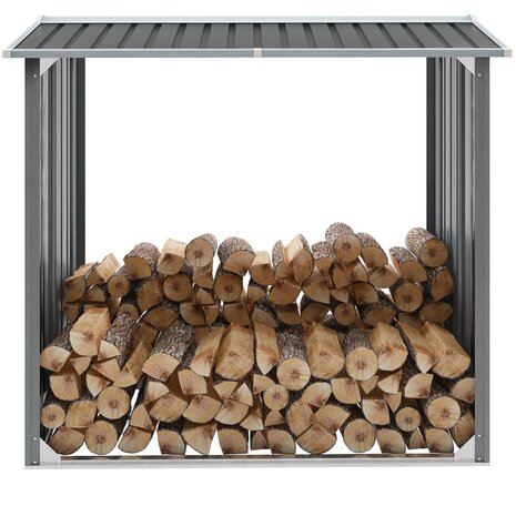 Haardhoutschuur 172x91x154 cm gegalvaniseerd staal grijs 1
