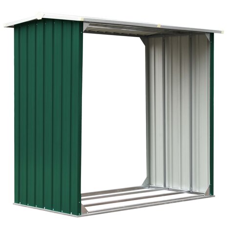 Haardhoutschuur 172x91x154 cm gegalvaniseerd staal groen 2