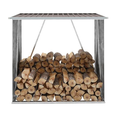 Haardhoutschuur 163x83x154 cm gegalvaniseerd staal bruin 1