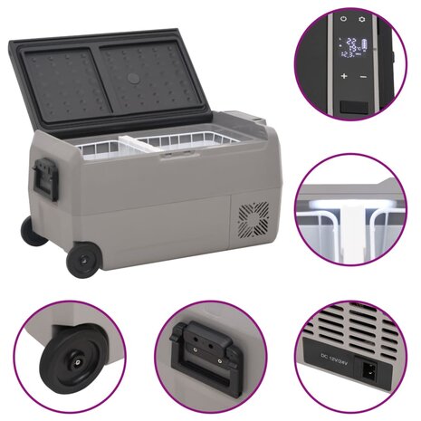 Koelbox met wielen en handvat 36 L polypropeen zwart en grijs 7