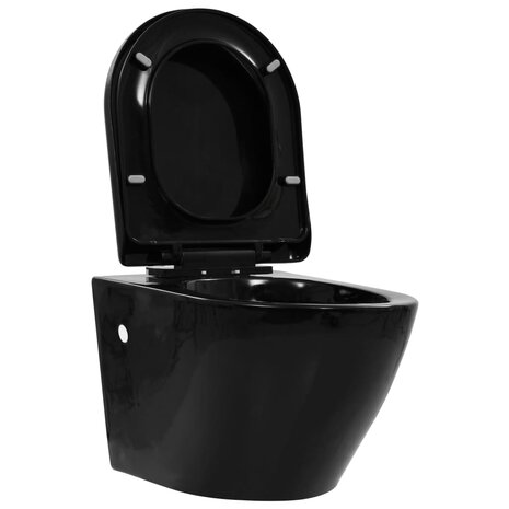 Hangend toilet met verborgen stortbak keramiek zwart 3