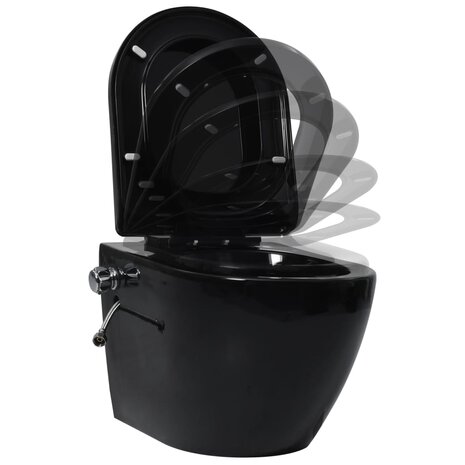 Hangend toilet randloos met verborgen stortbak keramiek wit  4