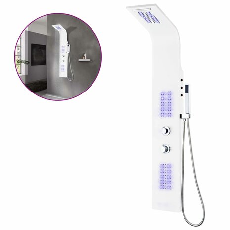 Douchepaneel 20x44x130 cm aluminium wit 2