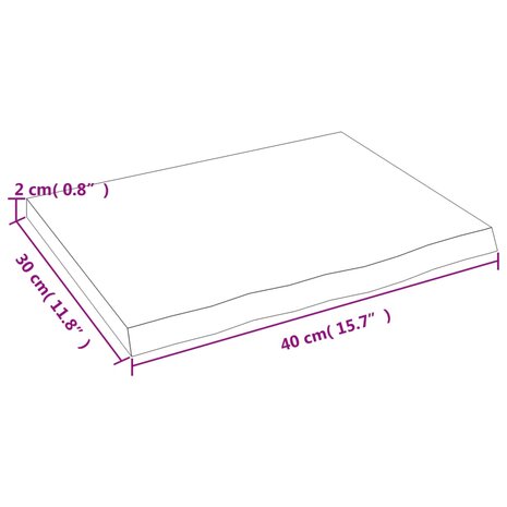 Wastafelblad 40x30x2 behandeld massief hout lichtbruin 5