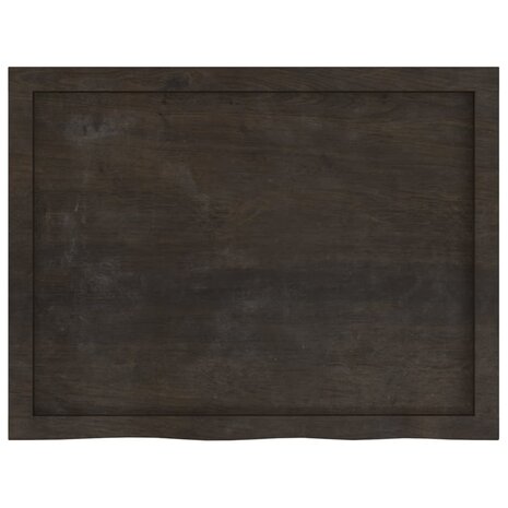 Wastafelblad 80x60x(2-4) cm behandeld massief hout donkerbruin 4