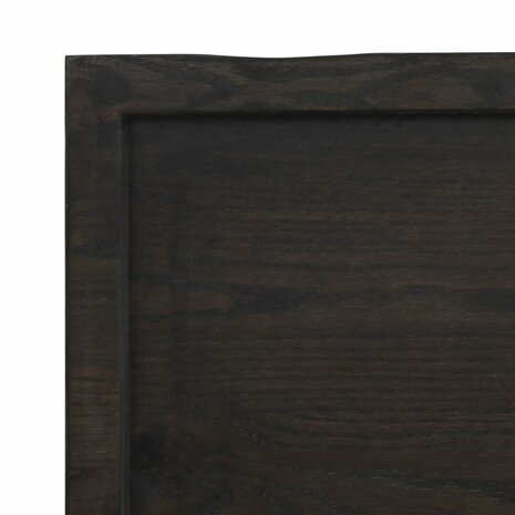 Wastafelblad 100x50x(2-4) cm behandeld massief hout donkerbruin 6