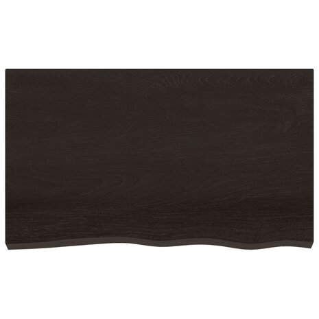 Wastafelblad 100x60x2 cm behandeld massief hout donkerbruin 3
