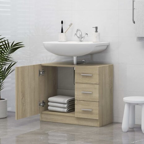 Wastafelkast 63x30x54 cm bewerkt hout sonoma eikenkleurig 3