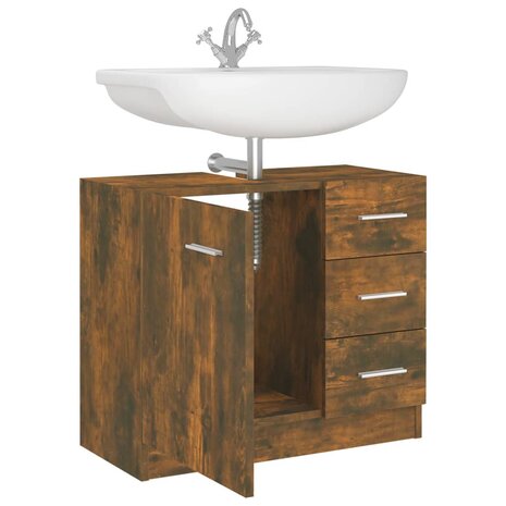 Wastafelkast 63x30x54 cm bewerkt hout gerookt eikenkleurig 7