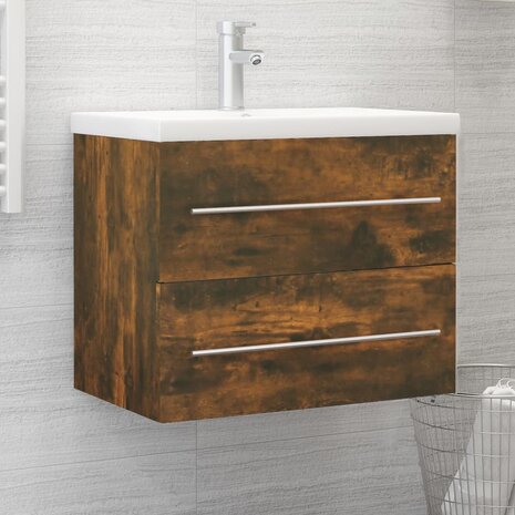 Wastafelkast 60x38,5x48 cm bewerkt hout gerookt eikenkleurig 1