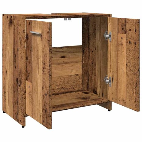 Wastafelkast 60x33x60 cm bewerkt hout oud houtkleurig 6