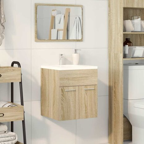 Wastafelkast 41x38,5x46 cm bewerkt hout sonoma eikenkleurig 3