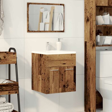 Wastafelkast 41x38,5x46 cm bewerkt hout oud houtkleurig 3