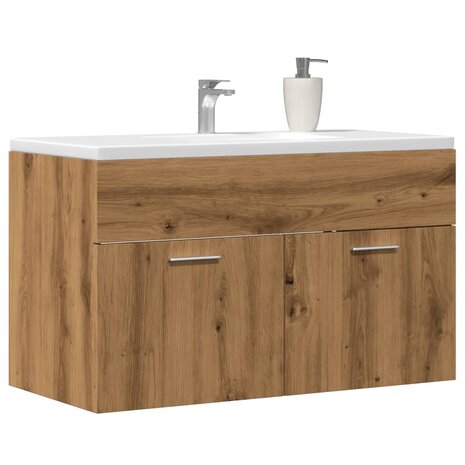 Wastafelkast 90x38,5x46 cm bewerkt hout artisanaal eikenkleur 1