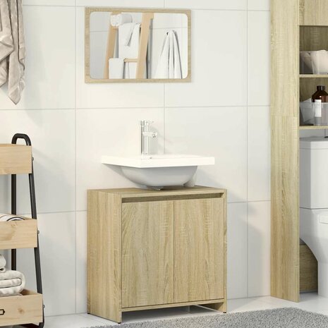 2-delige Badkamermeubelset bewerkt hout sonoma eikenkleurig 1