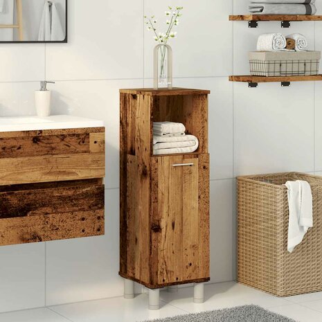 Badkamerkast 30x30x95 cm bewerkt hout oud houtkleurig 3