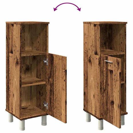 Badkamerkast 30x30x95 cm bewerkt hout oud houtkleurig 8