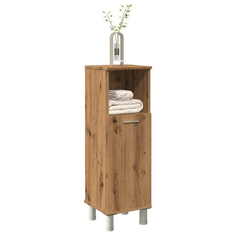 Badkamerkast 30x30x95 cm bewerkt hout artisanaal eikenkleur 1