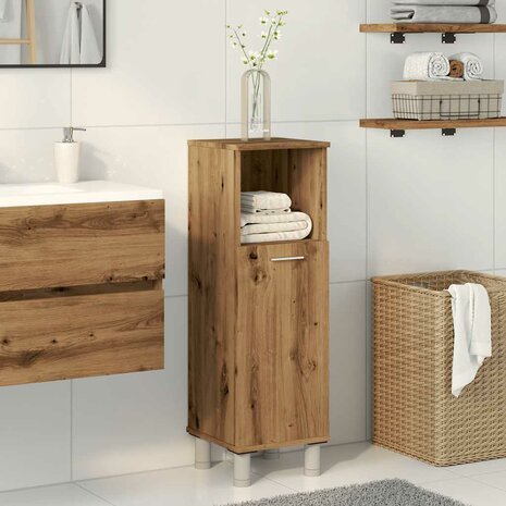 Badkamerkast 30x30x95 cm bewerkt hout artisanaal eikenkleur 3
