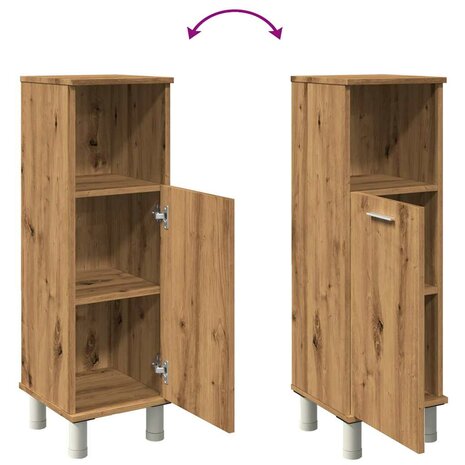 Badkamerkast 30x30x95 cm bewerkt hout artisanaal eikenkleur 8
