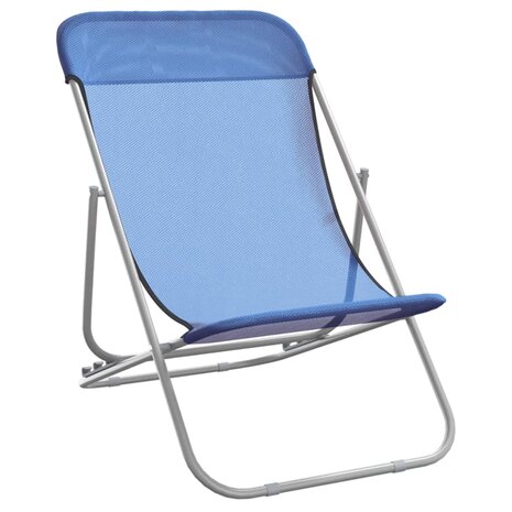 Strandstoelen 2 st textileen en gepoedercoat staal blauw 3