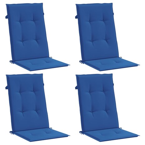 Tuinstoelkussens 4 st hoge rug 120x50x3 cm stof koningsblauw 3
