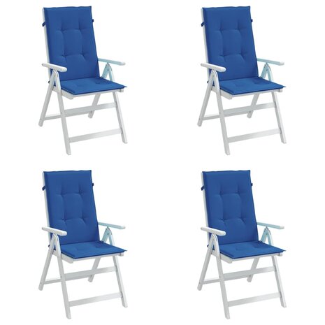 Tuinstoelkussens 4 st hoge rug 120x50x3 cm stof koningsblauw 4