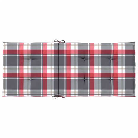 Tuinstoelkussens 4 st 120x50x3 cm stof ruitpatroon rood 7