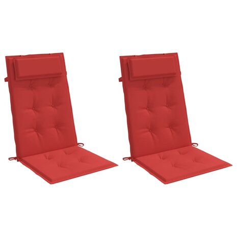 Stoelkussens 2 st hoge rug oxford stof rood 3
